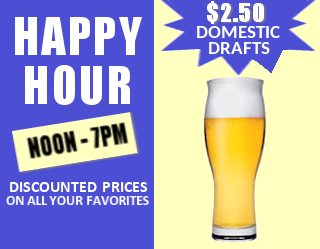 8-Ball Lounge: Happy hour noon to 7 pm