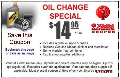 Gettel Nissan: Oil change special